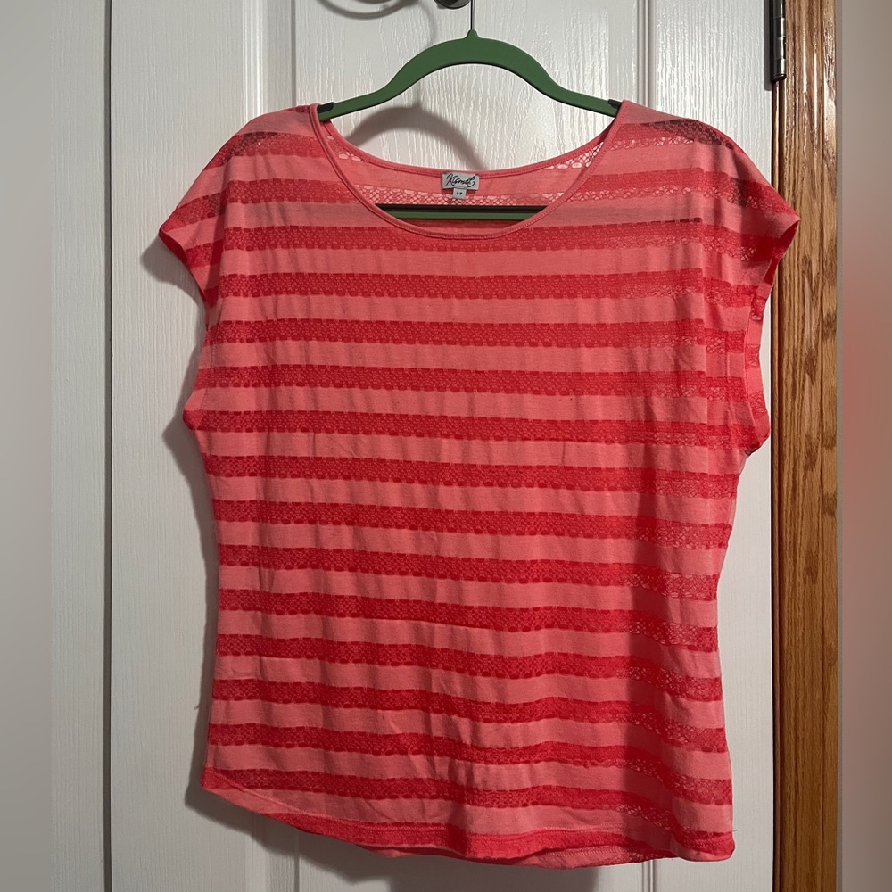 Kismet Bright Orange Striped Short Sleeve Tee